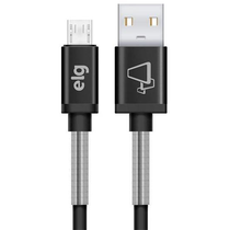 Cabo Micro USB Elg SP510BK - 1 Metro / Mola Inox De Proteção / 12W / 2.1A