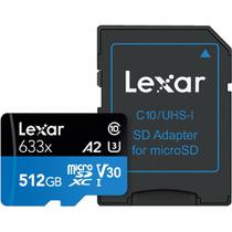 Cartão de Memória Lexar 633X Micro SDXC 512GB Classe 10 100MB/s