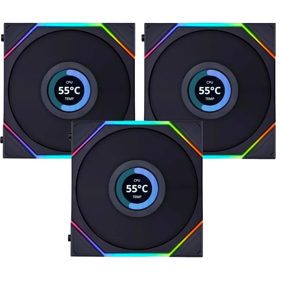 Cooler Lian Li Uni Fan SL Wireless LCD 120 Kit 3 em 1 ARGB