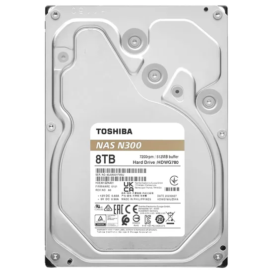 HD Toshiba N300 Pro NAS HDWG780XZSTB 8TB 3.5" 7200RPM 512MB