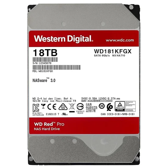 HD Western Digital Red Pro NAS WD181KFGX 18TB 3.5" 7200RPM 512MB