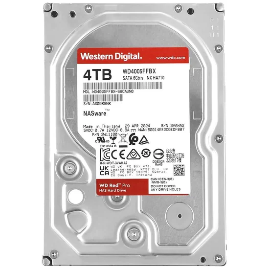 HD Western Digital Red Pro NAS WD4005FFBX 4TB 3.5" 7200RPM 256MB