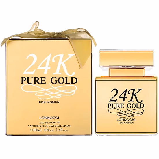 Perfume Lonkoom 24K Pure Gold Eau de Parfum Feminino 100ML