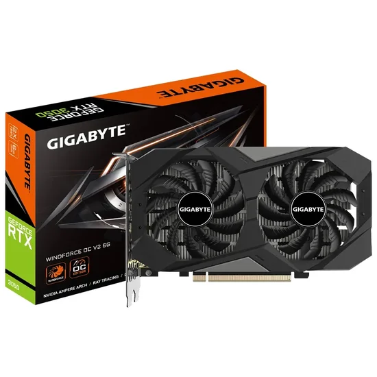 Placa de Vídeo Gigabyte GeForce RTX3050 Windforce OC V2 6GB GDDR6 PCI-Express