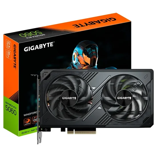 Placa de Vídeo Gigabyte GeForce RTX5060 Windforce OC 8GB GDDR7 PCI-Express foto principal