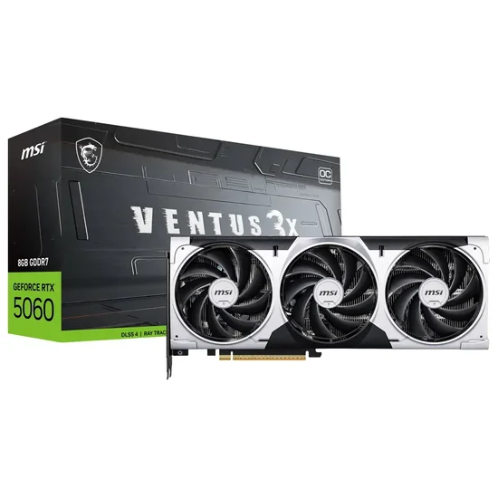 Placa de Vídeo MSI GeForce RTX5060 Ventus 3X OC 8GB GDDR7 PCI-Express foto principal