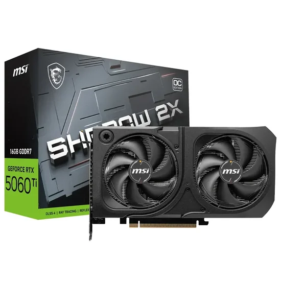 Placa de Video MSI GeForce RTX5060TI Shadow 2X OC Plus 16GB GDDR7 PCI-Express