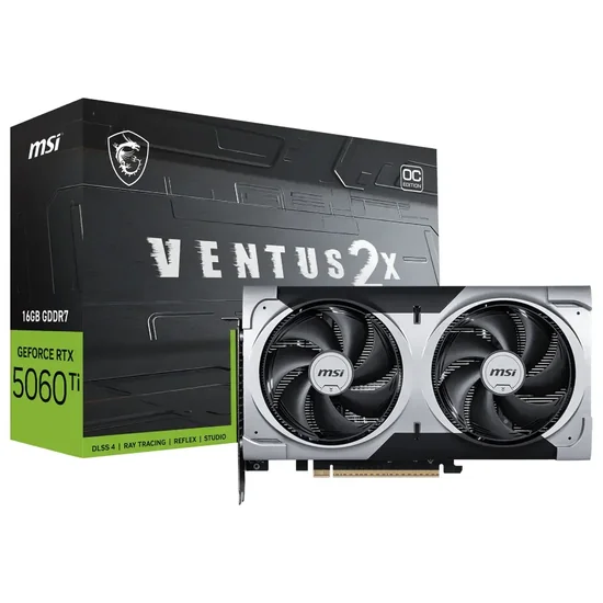 Placa de Vídeo MSI GeForce RTX5060TI Ventus 2X OC Plus 16GB GDDR7 PCI-Express