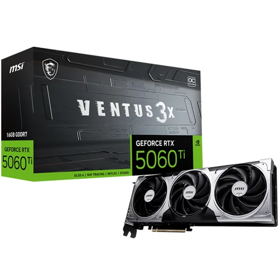 Placa de Vídeo MSI GeForce RTX5060TI Ventus 3X OC 16GB GDDR7 PCI-Express