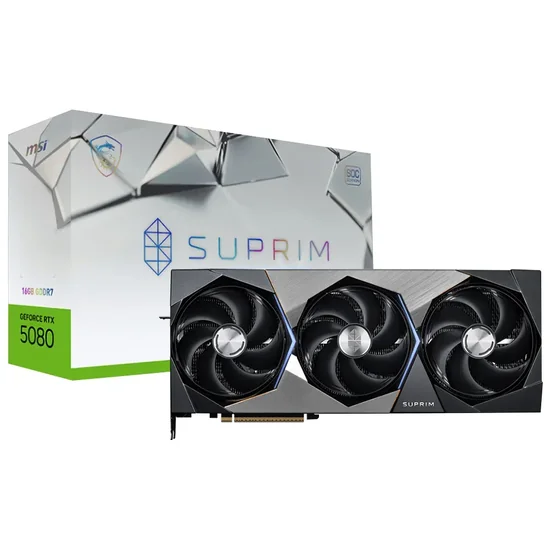 Placa de Vídeo MSI GeForce RTX5080 Suprim Soc 16GB GDDR7 PCI-Express