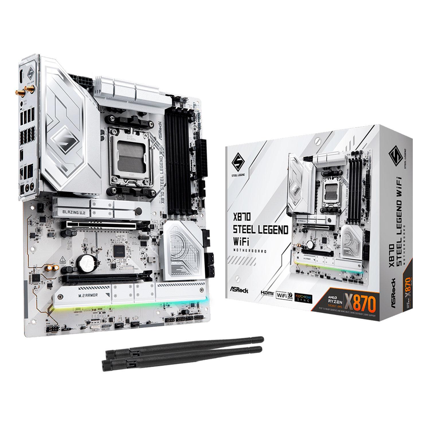 Placa Mãe Asrock X870 Steel Legend Wi-Fi AMD Soquete AM5 foto principal