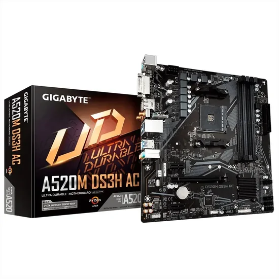 Placa Mãe Gigabyte A520M DS3H AC AMD Soquete AM4 foto principal