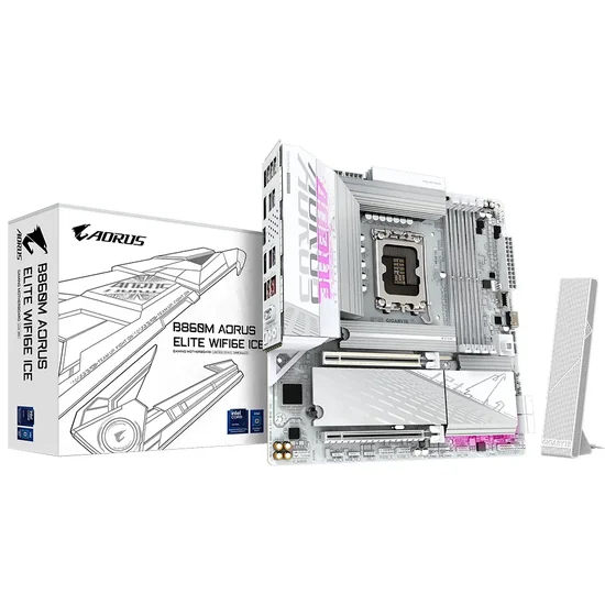 Placa Mãe Gigabyte B860M Aorus Elite Wi-Fi 6E Ice Intel Soquete LGA 1851 foto principal