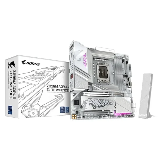 Placa Mãe Gigabyte Z890M Aorus Elite Wi-Fi 7 Ice Intel Soquete LGA 1851
