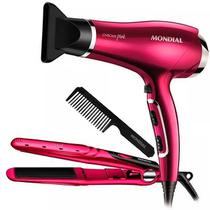 Secador de Cabelo Mondial Chrome Pink KT-88 110V + Chapinha