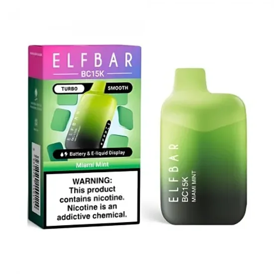 Vaper Descartável Elfbar BC15K Miami Mint 15000 Puffs