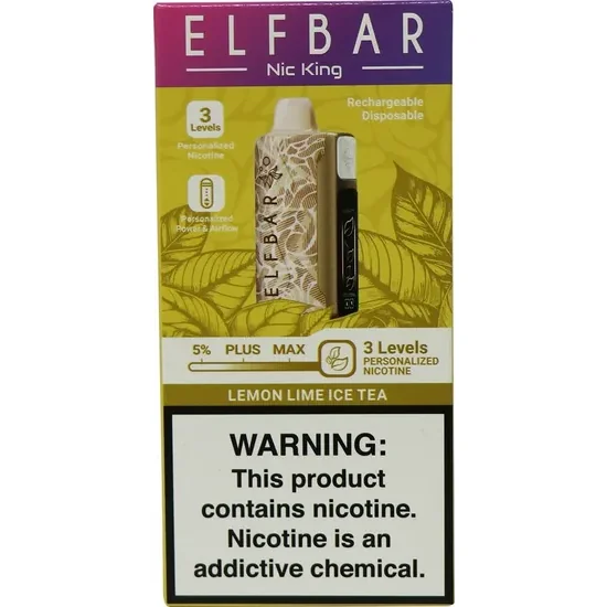 Vaper Descartável Elfbar Nic King Lemon Lime Ice Tea 40000 Puffs