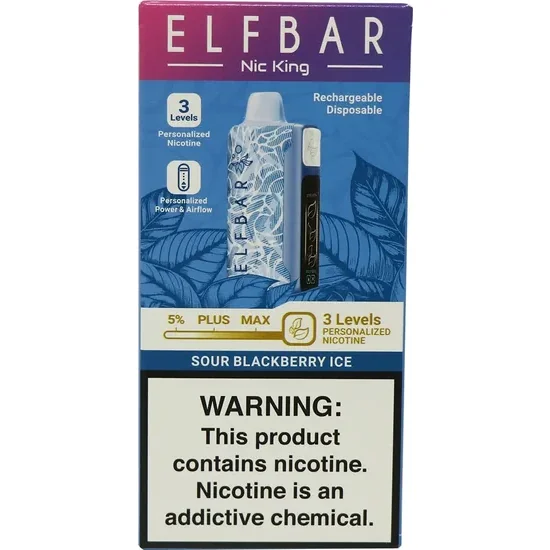 Vaper Descartável Elfbar Nic King Sour Blackberry Ice 40000 Puffs