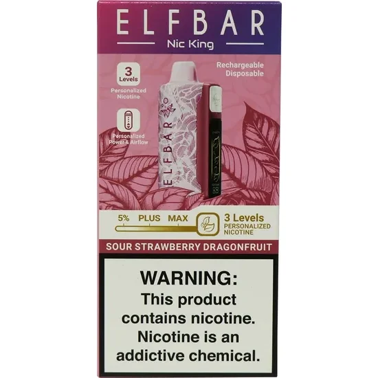 Vaper Descartável Elfbar Nic King Sour Strawberry Dragonfruit 40000 Puffs foto principal