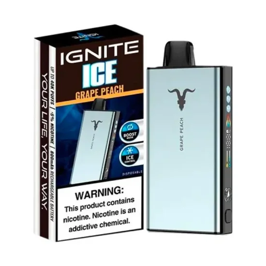 Vaper Descartable Ignite V400 Ice Grape Peach 40000 Puffs