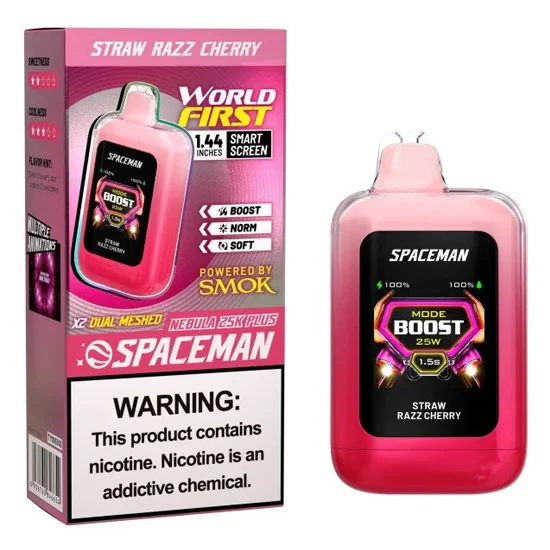 Vaper Descartável Smok Spaceman 25K Plus Straw Razz Cherry 25000 Puffs