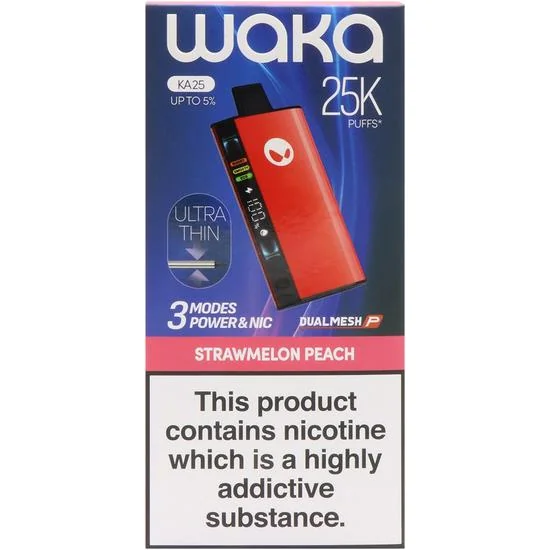 Vaper Descartável Waka KA25 Strawmelon Peach 25000 Puffs