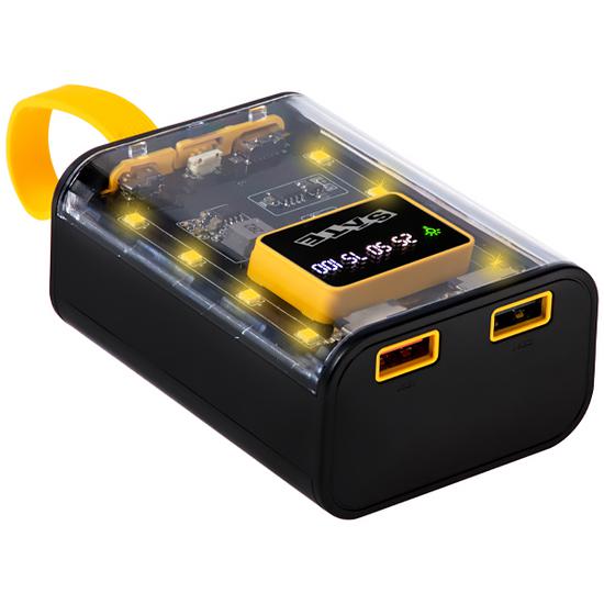 Carregador Portatil Satellite A-PB410003 10.000 Mah 2 Saidas USB e USB-C - Transparente/Preto/Amarelo