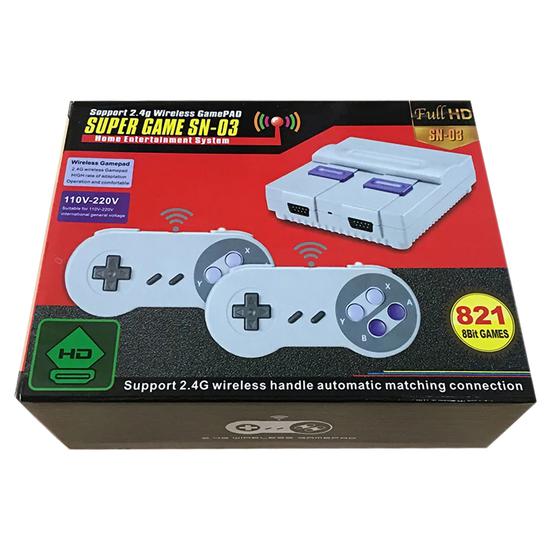 Console Super Mini Classic SN-03 821 Jogos 2 Controles Sem Fio - Cinza