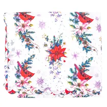 Toalha de Mesa Natal Branco com Estampa de Flores de Natal 150X300CM