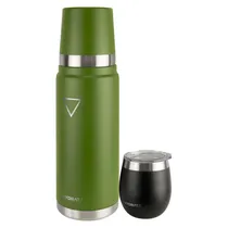 Garrafa Térmica Hydrate Termo Mate com Cuia - 915ML e 267 - Verde Militar e Preto