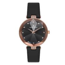 Relogio Analogico Feminino Daniel Klein DK.1.12728-5 Premium Ladies / Pulseira de Couro Genuino - Preto/Rose Gold