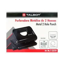 Perforadora Metálica Talbot 2 Agujeros T-53210 Negro