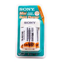 Kit Carregador de Pilhas Sony BCG-C300 / 5000MAH / com Pilha Incluida (4 Pilhas AA) / para Pilha AAA e AA / Bivolt - Branco