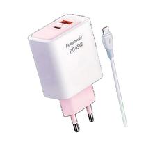 Carregador Ecopower EP-7074 USB-C/USB-A 45W - Rosa