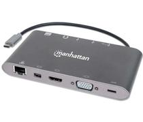 Hub USB-C Manhattan 7EN1 3.2 VGA/SD/RJ45 152808 Gris