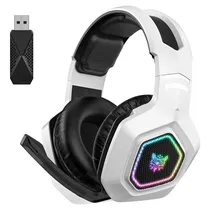 Fone de Ouvido Gamer Onikuma Gaming B100 RGB Sem Fio - Branco