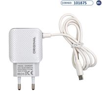 Carregador Fonte Original Travel - 2USB - 0.5A/3.1A - Cabo Micro-USB - Bivolt - Branco