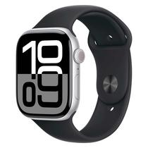 Apple Watch Series 10 MWX03LW/A Caixa Aluminio 46MM Prata - Esportiva Preto M/L