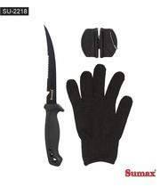 Sumax Pesca Accesorios Combo de Pesca SU2204 Acero Inoxidable SU-2218 Cuchillo/Afilador/Guante s/C