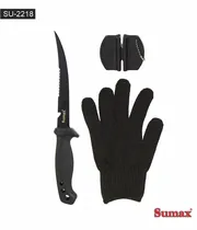 Sumax Pesca Accesorios Combo de Pesca SU2204 SU-2218 Cuchillo/Afilador/Guante