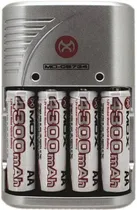 Carregador Mox MO-CB734 para Pilhas Recarregáveis AA/AAA com 4 Pilhas (Bivolt)