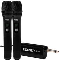 Sistema de Microfone Sem Fio Prosper P-6189 com 2 Microfones - Preto