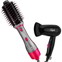 Escova Secadora Quanta Easy Step QTES6001 - Grey/Pink + Secador Krab KBSC12