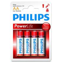 Pilha Philips AA Alcalina Power Life LR6P4B/97 - 4 Unidades