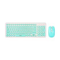 Kit Teclado e Mouse Quanta QTKTM20 Sem Fio - Turquesa Branco