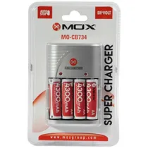 Carregador de Pilhas Mox AA MO-CB734 4300 Mah com 4 Pilhas