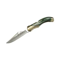 Navaja de Caza Muela GL-10G Madera Prensada Verde Y Latón