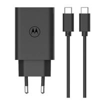 Carregador / Adaptador de Parede Motorola Turbo 50 Duo USB-A / USB-C + Cabo USB-C - USB-C / 1 Metro / 50W (SJM507)- Preto