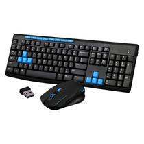 Kit Teclado + Mouse HK3800 Wireless / 2.4G / 1000DPI - Preto/Azul