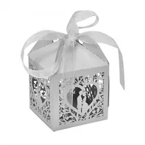 Caixas de Lembrancinhas para Festa Novios com Coracao T11 Cinza 25PCS